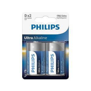 Philips Philips LR20E2B/10 - 2 ks Alkalická baterie D ULTRA ALKALINE 1, 5V 15000mAh obraz