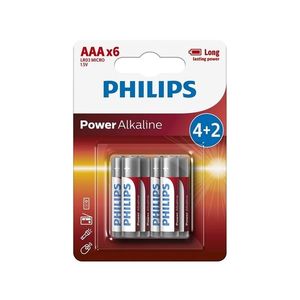 Philips Philips LR03P6BP/10 - 6 ks Alkalická baterie AAA POWER ALKALINE 1, 5V obraz