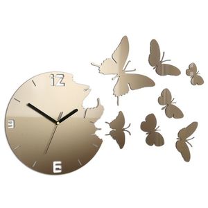 ModernClock 3D nalepovací hodiny Butterfly metallic tortora obraz