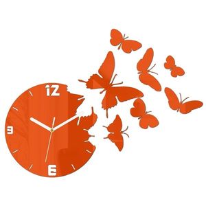 ModernClock 3D nalepovací hodiny Butterfly oranžové obraz