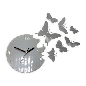 ModernClock 3D nalepovací hodiny Butterfly šedé obraz