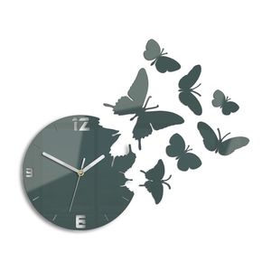 ModernClock 3D nalepovací hodiny Butterfly tmavě šedé obraz