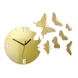 ModernClock 3D nalepovací hodiny Butterfly zlaté obraz
