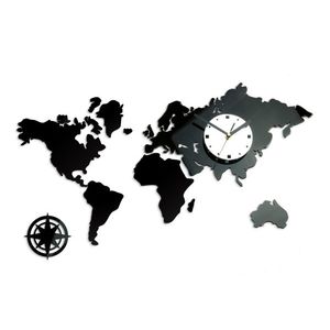 ModernClock 3D nalepovací hodiny Continents černo-bílé obraz