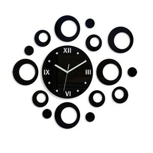 ModernClock 3D nalepovací hodiny Rings černé obraz