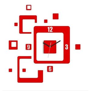 ModernClock 3D nalepovací hodiny Trio Quadrat červené obraz