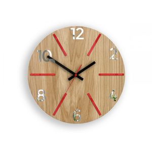 ModernClock Nástěnné hodiny Aksel Wood červeno-zrcadlové obraz