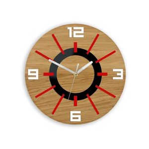 ModernClock Nástěnné hodiny Alladyn Wood červeno-černé obraz
