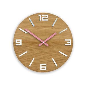 ModernClock Nástěnné hodiny Arabic Wood hnědo-růžové obraz