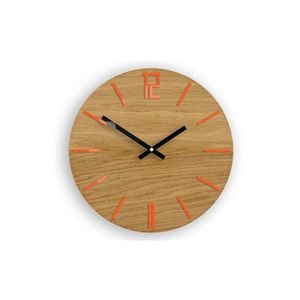 ModernClock Nástěnné hodiny Carlo Wood hnědo-oranžové obraz