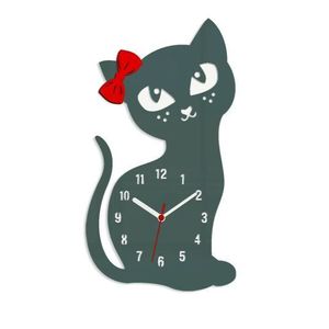 ModernClock Nástěnné hodiny Cat šedé obraz