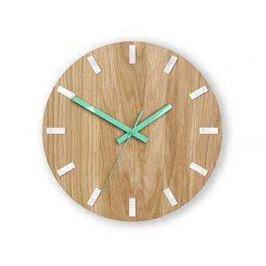 ModernClock Nástěnné hodiny Simple Oak hnědo-mátové obraz