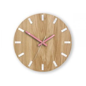 ModernClock Nástěnné hodiny Simple Oak hnědo-růžové obraz