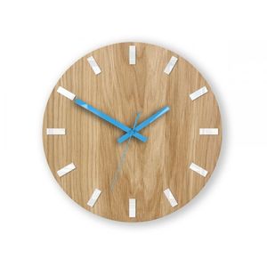 ModernClock Nástěnné hodiny Simple Oak hnědo-tyrkysové obraz