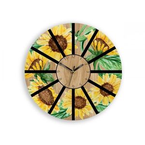 ModernClock Nástěnné hodiny Slunečnice hnědo-žluté obraz