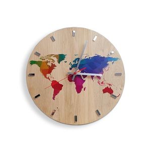 ModernClock Nástěnné hodiny World Wood hnědé obraz