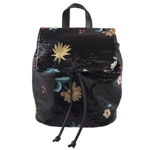 Černý batoh s flitry Flower - 24*16*28 cm JZBG0157 obraz