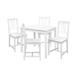 Jídelní stůl 8842B bílý lak + 4 židle 869B bílý lak obraz