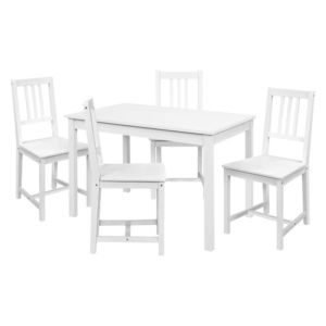 Jídelní stůl 8848B bílý lak + 4 židle 869B bílý lak obraz