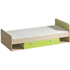 DOLMAR postel s úložným prostorem LUCAS 13, zelená 84x61, 5x198, 5 jasan coimbra / limetka obraz
