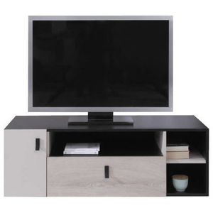 MEBLAR Tv stolek PLUTO, černá/dub 120x40x50 černá + dub + béžová obraz