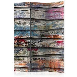 Paraván Colourful Wood Dekorhome 135x172 cm (3-dílný) obraz