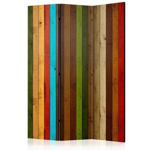 Paraván Wooden rainbow Dekorhome 135x172 cm (3-dílný) obraz