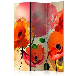 Paraván Velvet Poppies Dekorhome 135x172 cm (3-dílný) obraz