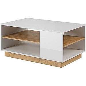 LASKI Konferenční stolek ARDEN, bílá/dub/bílý lesk 100x45, 5x60 bílá / dub / bílý lesk obraz