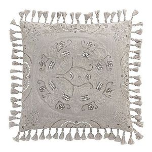 Sametový šedý polštář Moroccan s třásněmi - 45*45 cm 3037 obraz