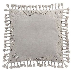 Sametový šedý polštář Moroccan II s třásněmi - 45*45 cm 3038 obraz