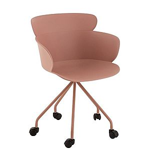 Plastová růžová židle na kolečkách Eva - 56*53*81 cm 1006 obraz