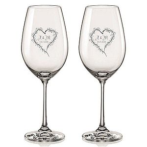 Svatební skleničky na víno Srdce z větviček, 2 ks obraz