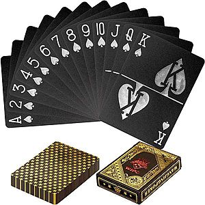 Tuin 60783 Poker karty plastové - černé/zlaté obraz