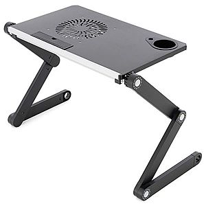 ﻿Notebookový stolek s USB větrákem - stříbrnočerný obraz