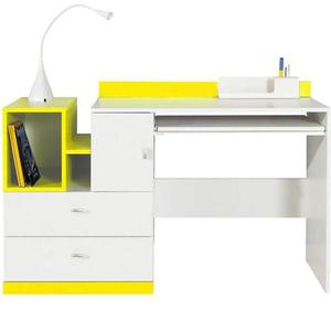 Psací stůl Mobi 130 cm, bílá / žlutá obraz