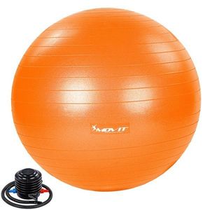 75552 MOVIT Gymnastický míč s nožní pumpou, 65 cm, oranžový obraz