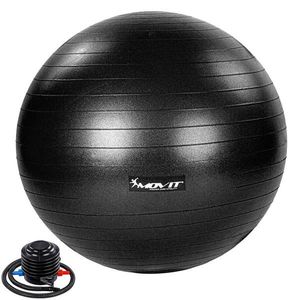 75549 MOVIT Gymnastický míč s nožní pumpou, 65 cm, černý obraz
