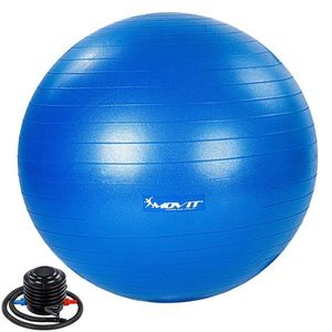 75547 MOVIT Gymnastický míč s nožní pumpou, 65 cm, modrý obraz