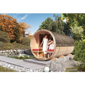 Venkovní finská sudová sauna 216 x 400 cm Dekorhome obraz