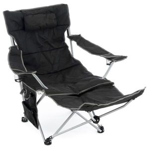 Divero D75907 kempingová židle s odnímatelnou podnožkou, černá obraz