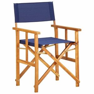 Režisérská židle akáciové dřevo Dekorhome Modrá obraz