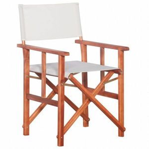 Režisérská židle akáciové dřevo Dekorhome Bílá obraz