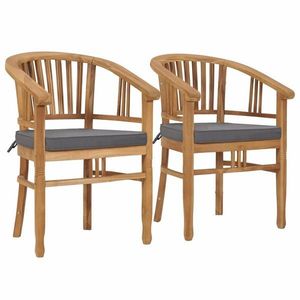 Zahradní židle s poduškami 2 ks teakové dřevo Dekorhome Šedá obraz