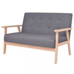 Dvoumístná sedačka textil / dřevo Dekorhome Tmavě šedá obraz