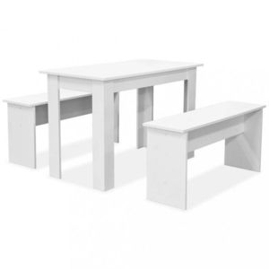 Jídelní stůl s lavicemi Dekorhome Bílá obraz