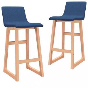 Barové židle 2 ks látka / buk Dekorhome Modrá obraz