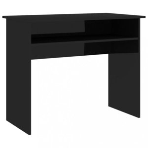 Psací stůl s policí 90x50 cm Dekorhome Černá lesk obraz