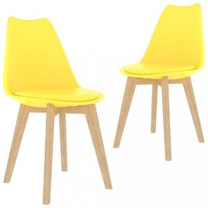 Jídelní židle 2 ks plast / umělá kůže / buk Dekorhome Žlutá, Jídelní židle 2 ks plast / umělá kůže / buk Dekorhome Žlutá obraz