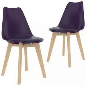 Jídelní židle 2 ks plast / umělá kůže / buk Dekorhome Fialová, Jídelní židle 2 ks plast / umělá kůže / buk Dekorhome Fialová obraz